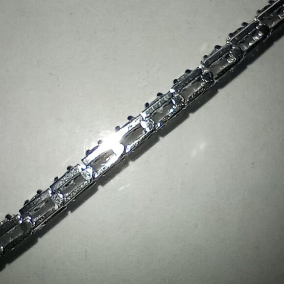 14Kt White Gold 3-Carat Blue & White Diamond “Half Moon” Eternity Bracelet - Picture 4 of 6